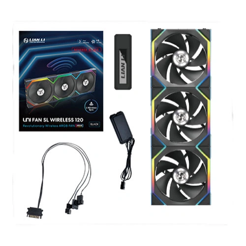 Lian Li UNI Fan SL Wireless ARGB 120mm Reverse Blade Cabinet Fan, Triple Pack